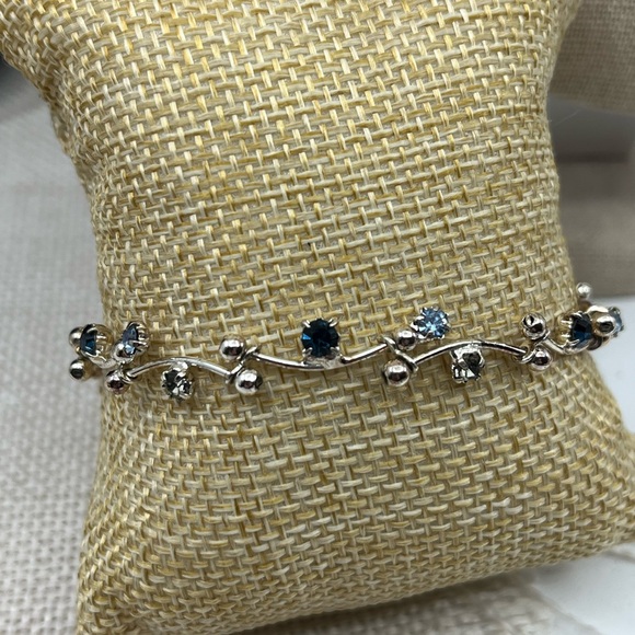 Vintage Vine CZ Bracelet Blue & Clear Stones | 7.25" - Picture 10 of 17